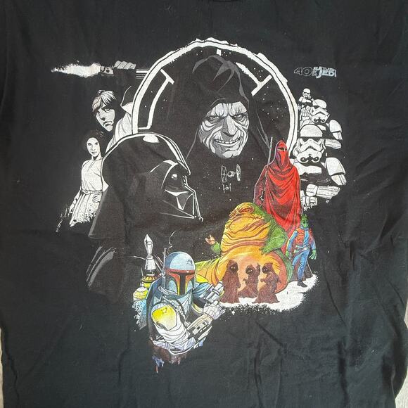 Star Wars Pop Logo Graphic Tee Port & Company Fan Favorite 100% Cotton Black - Picture 3 of 7